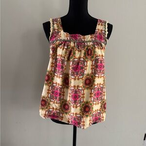 Anthropology Square Neck Tank Top Sz 6 Multi-color